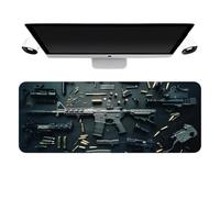 Cool Military Weapon Build Weapon Parts Display Large Gaming Mouse Pad, Military Weapon Parts Design XXL Gaming Mouse Pad, for Laptop & Desktop Use with Non-Slip Rubber (1#,15.7 * 31.5 Inches)