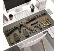 Cool Military Weapon Build Weapon Parts Display Large Gaming Mouse Pad, Non-Slip Long Extended Large Gaming Mouse Pad with Stitched Edges, Multi-Size for Laptop & Desktop Use (#7,15.7 × 35.4 in)