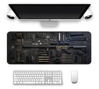 Cool Military Weapon Build Weapon Parts Display Large Gaming Mouse Pad, Non-Slip Long Extended Large Gaming Mouse Pad with Stitched Edges, Multi-Size for Laptop & Desktop Use (#3,11.8 × 31.5 in)