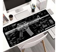Cool Military Weapon Build Weapon Parts Display Large Gaming Mouse Pad, Non-Slip Long Extended Large Gaming Mouse Pad with Stitched Edges, Multi-Size for Laptop & Desktop Use (#9,11.8 × 23.6 in)
