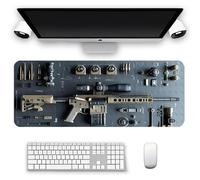 Cool Military Weapon Build Weapon Parts Display Large Gaming Mouse Pad, Non-Slip Long Extended Large Gaming Mouse Pad with Stitched Edges, Multi-Size for Laptop & Desktop Use (#1,15.7 × 31.5 in)