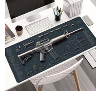 Cool Military Weapon Build Weapon Parts Display Large Gaming Mouse Pad, Non-Slip Long Extended Large Gaming Mouse Pad with Stitched Edges, Multi-Size for Laptop & Desktop Use (#10,15.7 × 31.5 in)