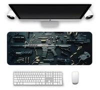 Cool Military Weapon Build Weapon Parts Display Large Gaming Mouse Pad, Non-Slip Long Extended Large Gaming Mouse Pad with Stitched Edges, Multi-Size for Laptop & Desktop Use (#4,11.8 × 23.6 in)