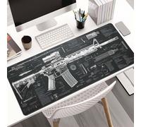 Cool Military Weapon Build Weapon Parts Display Large Gaming Mouse Pad, Non-Slip Long Extended Large Gaming Mouse Pad with Stitched Edges, Multi-Size for Laptop & Desktop Use (#8,11.8 × 31.5 in)