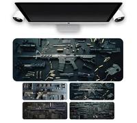 Cool Military Weapon Build Weapon Parts Display Large Gaming Mouse Pad,Stylish Desk Protector with Non-Slip Rubber, with Stitched Edges (B,11.8 * 31.5inch)