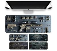 Cool Military Weapon Build Weapon Parts Display Large Gaming Mouse Pad,Stylish Desk Protector with Non-Slip Rubber, with Stitched Edges (A,15.7 * 35.4inch)