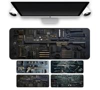 Cool Military Weapon Build Weapon Parts Display Large Gaming Mouse Pad,Stylish Desk Protector with Non-Slip Rubber, with Stitched Edges (C,15.7 * 35.4inch)