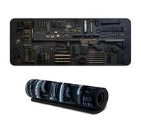 Cool Military Weapon Build Weapon Parts Display Large Gaming Mouse Pad, Stylish Desk Protector with Non-Slip Rubber, Military Weapon Parts Design XXL Gaming Mouse Pad (#02,35.4 * 15.7 In)