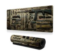 Cool Military Weapon Build Weapon Parts Display Large Gaming Mouse Pad, Stylish Desk Protector with Non-Slip Rubber, Computer Office Supplies Accessories for Table Decor (C#,11.81 * 27.55 Inch)