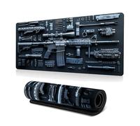 Cool Military Weapon Build Weapon Parts Display Large Gaming Mouse Pad, Stylish Desk Protector with Non-Slip Rubber, Computer Office Supplies Accessories for Table Decor (G#,11.81 * 31.49 Inch)