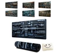 Cool Military Weapon Build Weapon Parts Display Large Gaming Mouse Pad,Stylish Desk Protector with Non-Slip Rubber,Computer Office Supplies Accessories For Table Decor (7,2MM*400 * 900)