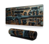 Cool Military Weapon Build Weapon Parts Display Large Gaming Mouse Pad, Stylish Desk Protector with Non-Slip Rubber, Computer Office Supplies Accessories for Table Decor (E#,15.74 * 35.43 Inch)