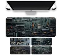Cool Military Weapon Build Weapon Parts Display Large Gaming Mouse Pad,Stylish Desk Protector with Non-Slip Rubber, with Stitched Edges (D,11.8 * 31.5inch)