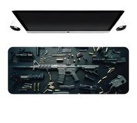 Cool Military Weapon Build Weapon Parts Display Large Gaming Mouse Pad, Weapon Gaming Mouse Pad, Stylish Desk Protector, Multi-Size for Laptop & Desktop Use (#4,15.7 × 31.5 Inches)