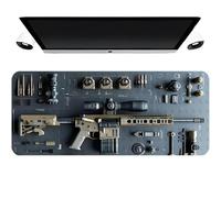 Cool Military Weapon Build Weapon Parts Display Large Gaming Mouse Pad, Weapon Gaming Mouse Pad, Stylish Desk Protector, Multi-Size for Laptop & Desktop Use (#1,15.7 × 35.4 Inches)