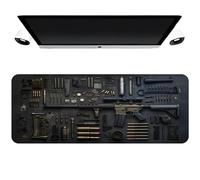 Cool Military Weapon Build Weapon Parts Display Large Gaming Mouse Pad, Weapon Gaming Mouse Pad, Stylish Desk Protector, Multi-Size for Laptop & Desktop Use (#3,15.7 × 35.4 Inches)