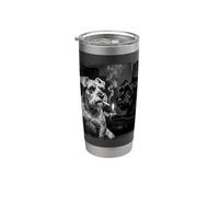 Cool miniatura Schnauzer perros fumando encendedor Grunge Art Vaso térmico de acero inoxidable de doble pared