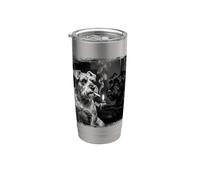 Cool miniatura Schnauzer perros fumando encendedor Grunge Art Vaso térmico de acero inoxidable de doble pared
