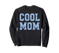 Cool Mom Blue Toile Vintage Floral Grandmillennial Mamá Mamá Sudadera