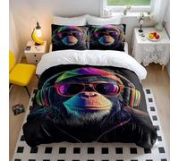 Cool Monkey - Juego de funda de edredón con diseño de graffiti neón, colores vibrantes, estilo moderno de ropa de calle, microfibra suave, decoración de dormitorio para amantes de la música (estilo 5