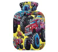 Cool Monster Truck - Bolsa de agua caliente y funda suave y cálida para cama de invierno, cuello y hombros, 2 L