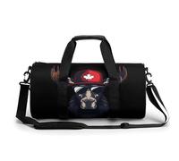 Cool Moose con sombrero de bandera de Canadá, divertida bolsa de gimnasio grande novedosa, ligera, deportiva, bolsa de viaje de 17.5 x 9 x 9 pulgadas