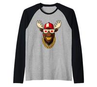 Cool Moose Vibes - Funny Canada Day Maple Leaf Flag Tee Camiseta Manga Raglan