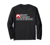 Cool Mount Everest Mountain - Camiseta con coordenadas GPS Manga Larga