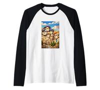 Cool Mount Rushmore National Memorial USA Presedents Anime Camiseta Manga Raglan