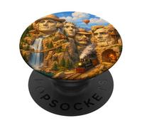 Cool Mount Rushmore National Memorial USA Presedents Cartoon PopSockets PopGrip Adhesivo