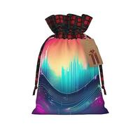 Cool Music Sound Wave 1 bolsa de Navidad con cordón de 8.3 x 11.8 pulgadas, bolsa robusta para regalos y artículos esenciales de uso diario