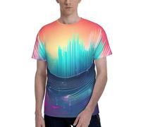 Cool Music Sound Wave Print - Camisetas clásicas para hombre, cómodas camisetas gráficas para hombre, para uso diario y regalos, Negro, M