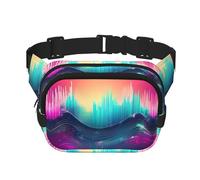 Cool Music Sound Wave - Riñonera cuadrada de doble capa con diseño de ondas sonoras, mini bolsa de cintura ajustable para ejercicio, correr, viajes, senderismo, Negro -, Talla única