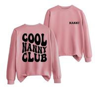 Cool Nanny Club Sweatshirt For Women Grandma Long Sleeve Crew Neck Shirt Funny Letter Print Graphic Pullover Top