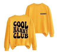 Cool Nanny Club Sweatshirt For Women Grandma Long Sleeve Crew Neck Shirt Funny Letter Print Graphic Pullover Top