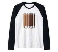 Cool New Yok City with Melanin Colors Illustration Graphic Camiseta Manga Raglan