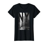 Cool New York City Abstract Skyline, Black & White New York Camiseta gráfica económica, Mujer, Negro, M
