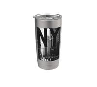 Cool New York City Abstract Skyline, Black & White New York Vaso térmico de acero inoxidable de doble pared
