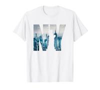 Cool New York City Skyline, I Love New York, New York City Camiseta gráfica económica, Hombre, Blanco, L