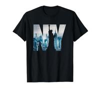 Cool New York City Skyline, I Love New York, New York City Camiseta gráfica económica, Hombre, Negro, L