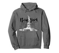 Cool New York City Statue of Liberty Skyline Sketch Drawing Sudadera con Capucha