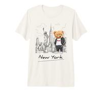 Cool New York City Teddy Bear Illustration Graphic Designs Camiseta Premium