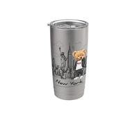 Cool New York City Teddy Bear Illustration Graphic Designs Vaso térmico de acero inoxidable de doble pared