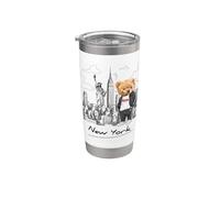 Cool New York City Teddy Bear Illustration Graphic Designs Vaso térmico de acero inoxidable de doble pared