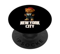 Cool New York City Teddy Bear Ilustración Diseños Gráficos PopSockets PopGrip Adhesivo