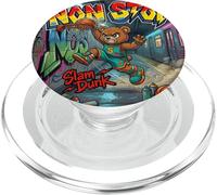 Cool New York City Teddy Bear Playing Basketball Underground PopSockets PopGrip para MagSafe
