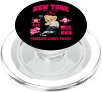 Cool New York City Teddy Bear Skating Illustration Graphic PopSockets PopGrip para MagSafe