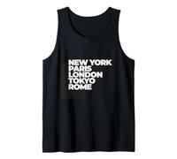 Cool New York Paris London Tokyo Rome Illustration Graphic Camiseta sin Mangas