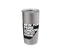 Cool New York Paris London Tokyo Rome Illustration Graphic Vaso térmico de acero inoxidable de doble pared