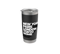 Cool New York Paris London Tokyo Rome Illustration Graphic Vaso térmico de acero inoxidable de doble pared